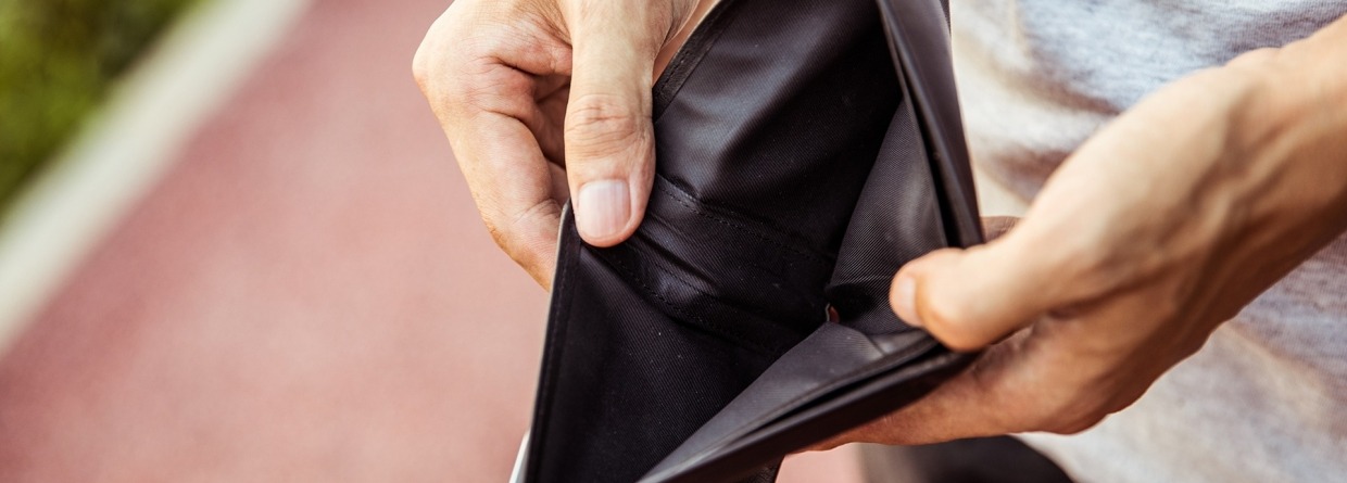 Geen geld in de portemonnee